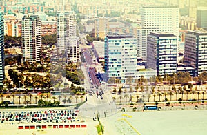 Aerial view of Barcelona. Skyscraper of Sant Marti district