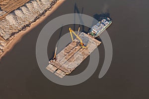 Aerial view of a barge