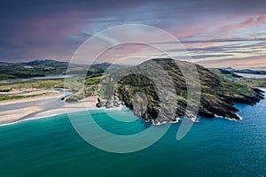 Aerial view of Barleycove beach in west cork Ireland