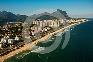Aerial view of Barra da Tijuca during a helicopter flight over Rio de Janeiro City, Brazil