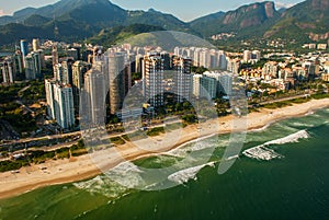 Aerial view of Barra da Tijuca during a helicopter flight over Rio de Janeiro City, Brazil