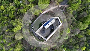 Aerial view, the base plan about the ruins of a castle in Sarlos