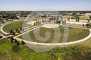 Aerial view of baseball complex