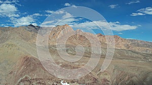 Aerial view of Basgo Village and  Basgo Monastery, also known as Basgo or Bazgo Gompa