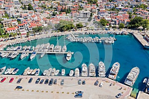 Aerial view of Baska Voda town with harbor in Makarska riviera, Dalmatia, Croatia photo