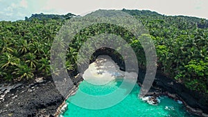 Aerial view from Bateria beach  at Sao Tome e Principe,Africa