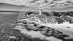 Aerial view of Bathurst Lighthouse in Rottnest Island, Australia