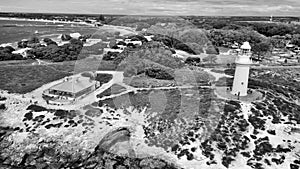 Aerial view of Bathurst Lighthouse in Rottnest Island, Australia