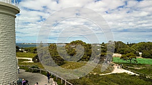 Aerial view of Bathurst Lighthouse in Rottnest Island, Australia