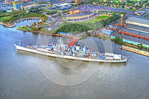 Aerial View of Battleship New Jersey