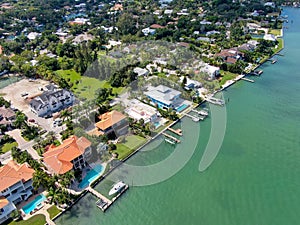 Aerial view of Bay Island neighborhood and luxury villas
