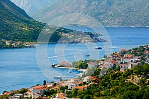 Aerial view of Bay of Kotor, Montenegro.