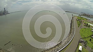 Aerial view of a beach in a coast.