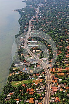 Aerial View Beach Coastal Highway Tropical Island Colombo Sri Lanka