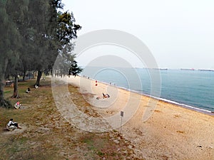 Aerial view of beach at East Coast Park