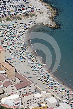 Aerial view of beach on Gibraltar