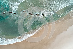 Aerial view of a beach in a holiday destination