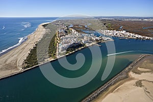 Aerial view of the beach of Isla Canela