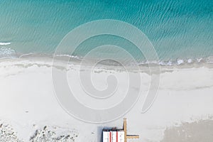 Aerial view of the beach of la caletta in siniscola,sardinia