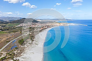 Aerial view of the beach of la caletta in siniscola,sardinia