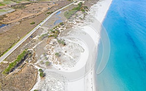 Aerial view of the beach of la caletta in siniscola,sardinia