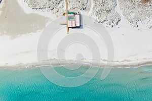 Aerial view of the beach of la caletta in siniscola,sardinia