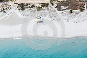 Aerial view of the beach of la caletta in siniscola,sardinia