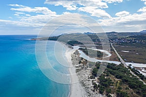 Aerial view of the beach of la caletta in siniscola,sardinia photo