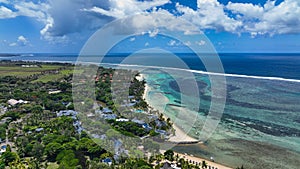 Aerial View of Beach and Ocean in Mauritius