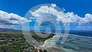 Aerial View of Beach and Ocean in Mauritius