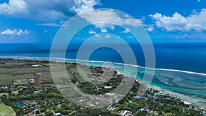 Aerial View of Beach and Ocean in Mauritius