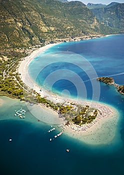 Aerial view of beach in Oludeniz, Turkey