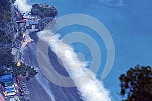 Aerial view of beach in Positano