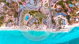 Aerial view of a beach resort in Zanzibar