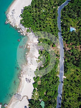 Aerial view of beach road at Khanom district