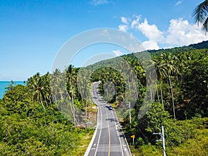 Aerial view of beach road at Khanom district