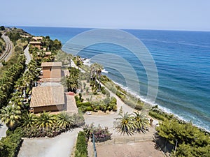 Aerial view of a beach, Sant`Irene, Briatico, Calabria. Italy