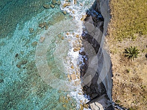 Aerial view of a beach, Sant`Irene, Briatico, Calabria. Italy