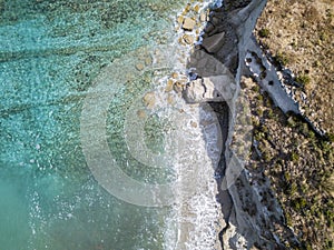 Aerial view of a beach, Sant`Irene, Briatico, Calabria. Italy