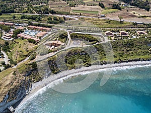 Aerial view of a beach, Sant`Irene, Briatico, Calabria. Italy