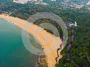 Aerial view of a beach scenery in Tanjung Jara Beach, Terengganu, Malaysia.