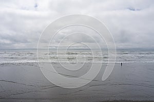 Aerial view of the beach at Seabrook, Washington in June 2023