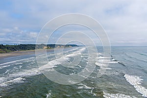 Aerial view of the beach at Seabrook, Washington in June 2023