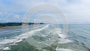 Aerial view of the beach at Seabrook, Washington in June 2023