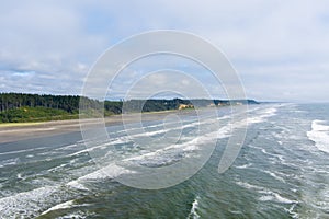 Aerial view of the beach at Seabrook, Washington in June 2023 photo