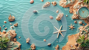 Aerial View of Beach With Shells and Clock