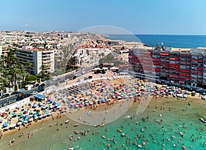 Aerial view of beach and Torrevieja cityscape photo