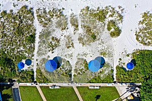 Aerial View Beach Umbrellas