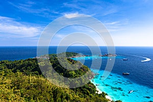 Aerial view of a beach from viewpoint of similan island