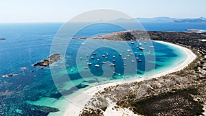 Aerial view of the beaches of Ses Illetes on Formentera